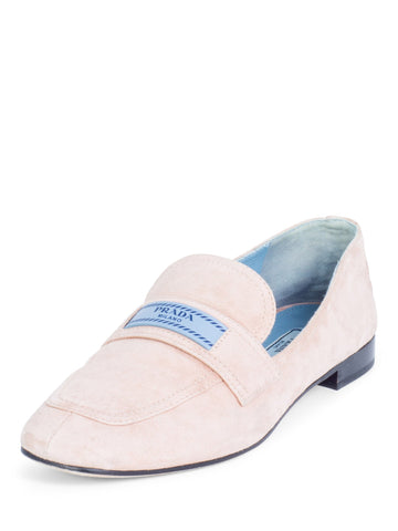 Prada Logo Suede Loafers Blush Pink-designer resale