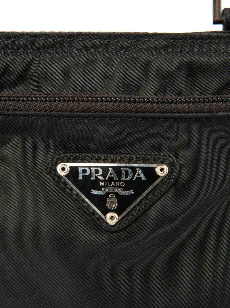 Prada Logo Tessuto Messenger Bag Black Silver-designer resale
