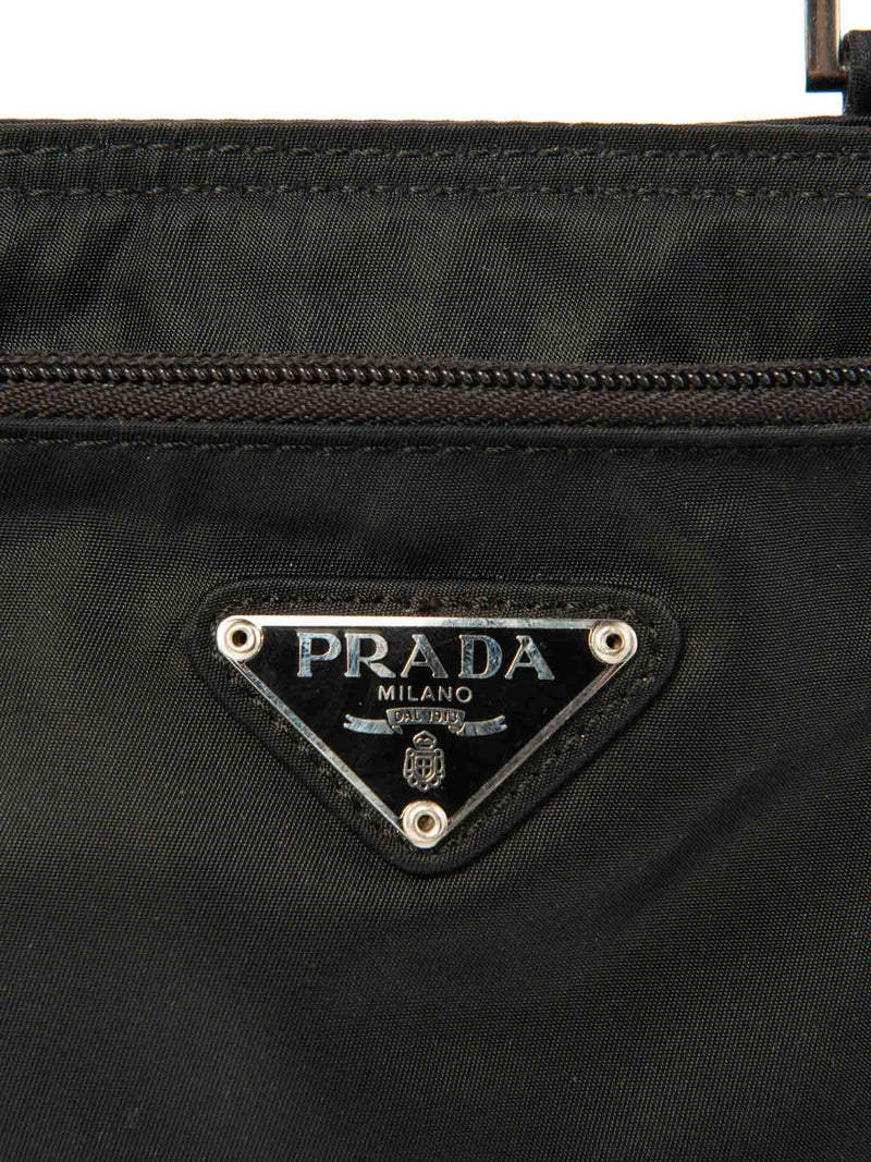 Prada Logo Tessuto Messenger Bag Black Silver-designer resale