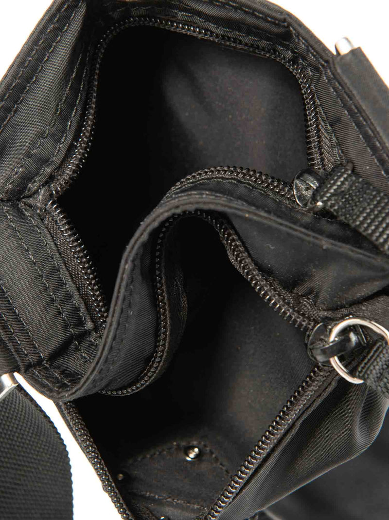 Prada Logo Tessuto Messenger Bag Black Silver-designer resale