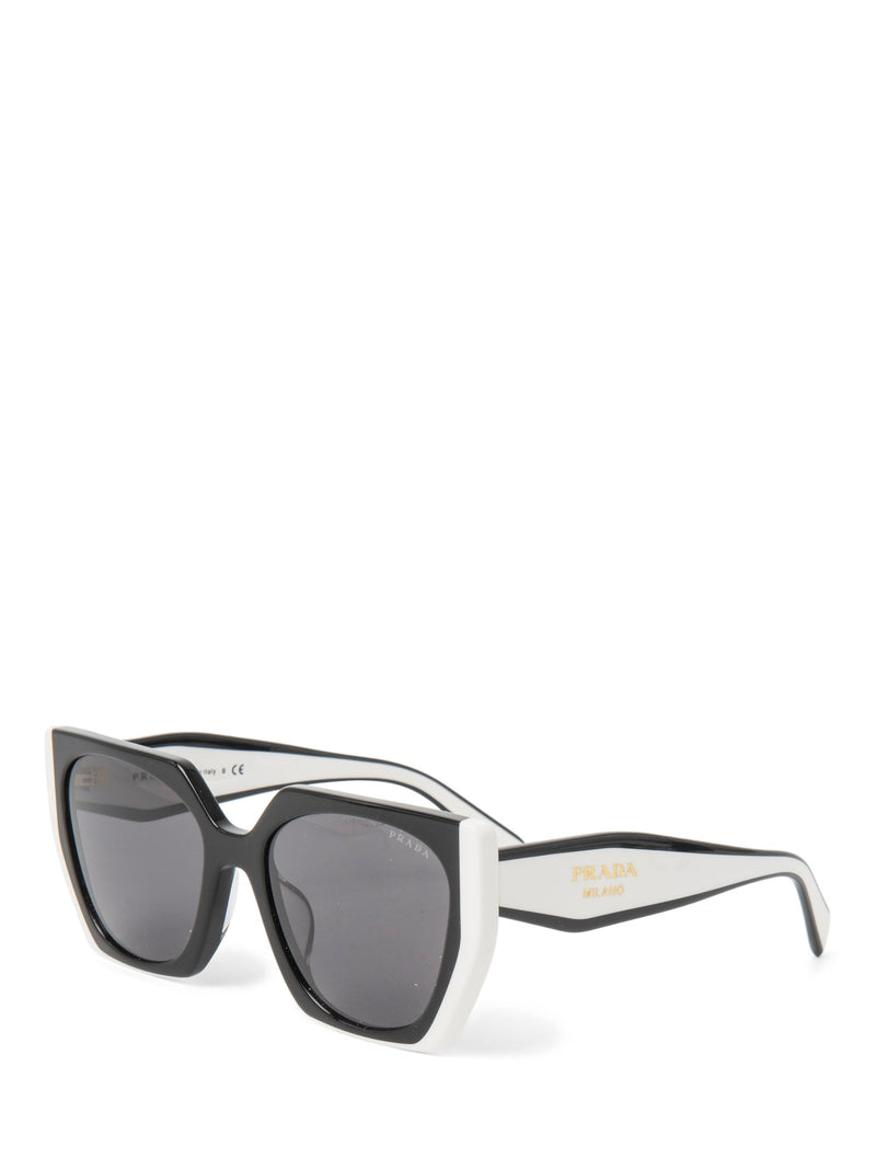 Prada Logo Two Tone Sunglasses Black White-designer resale