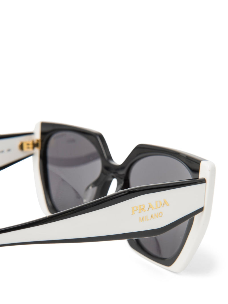 Prada Logo Two Tone Sunglasses Black White-designer resale
