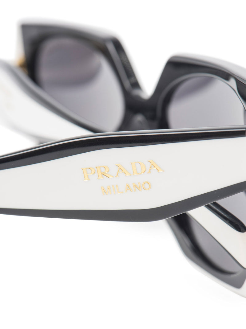 Prada Logo Two Tone Sunglasses Black White-designer resale