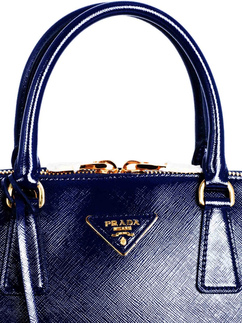 Prada Blue Saffiano Leather Top Handle Bag