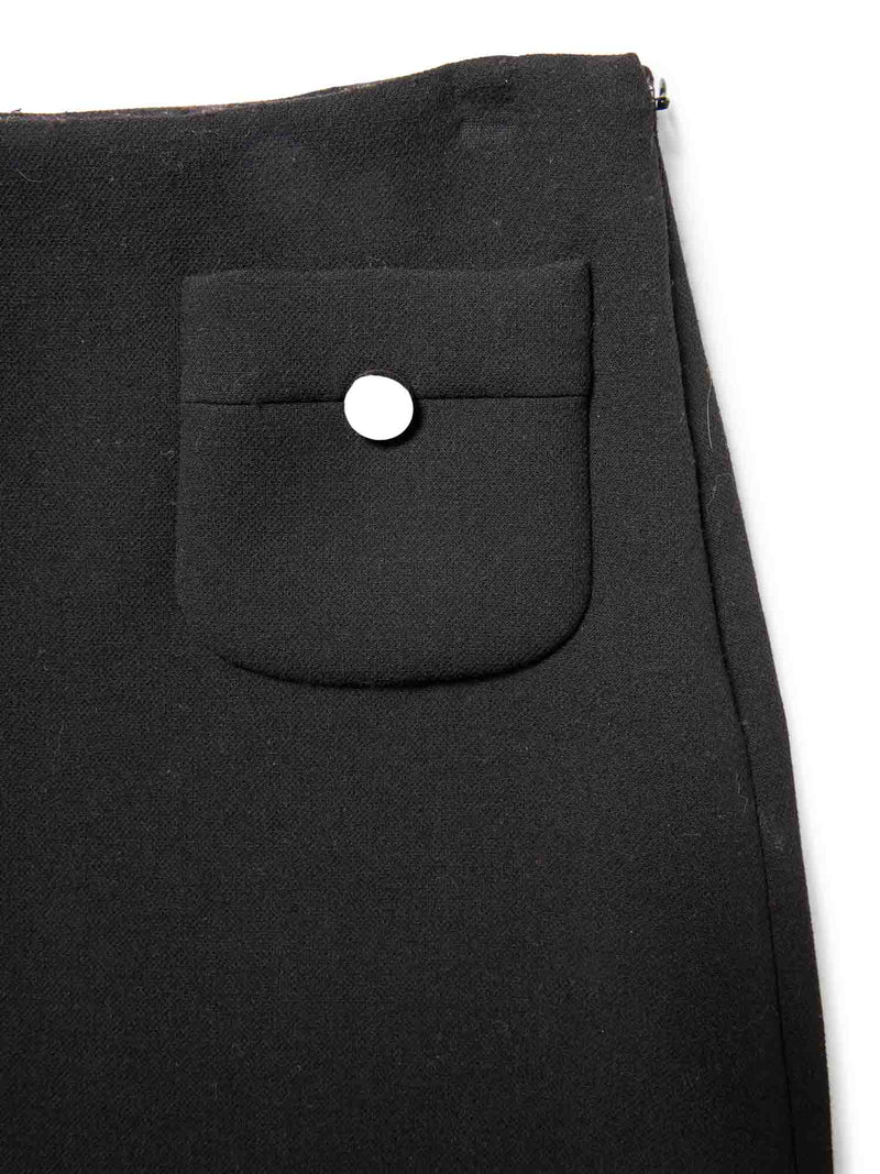 Prada Wool Patch Pocket Mini Skirt Black-designer resale