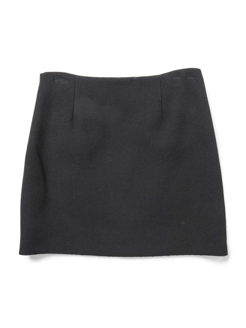 Prada Wool Patch Pocket Mini Skirt Black-designer resale