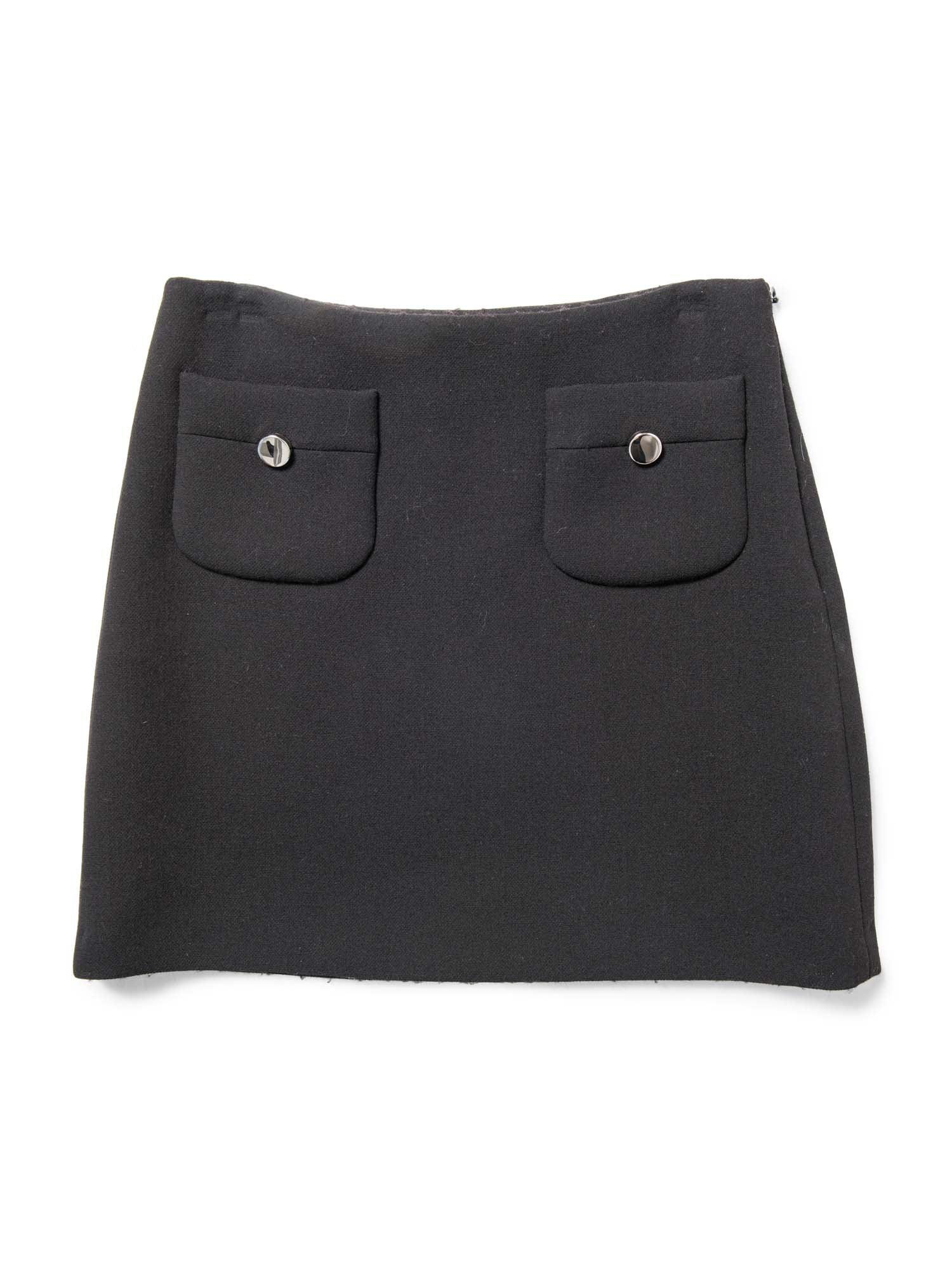 Prada Wool Patch Pocket Mini Skirt Black-designer resale