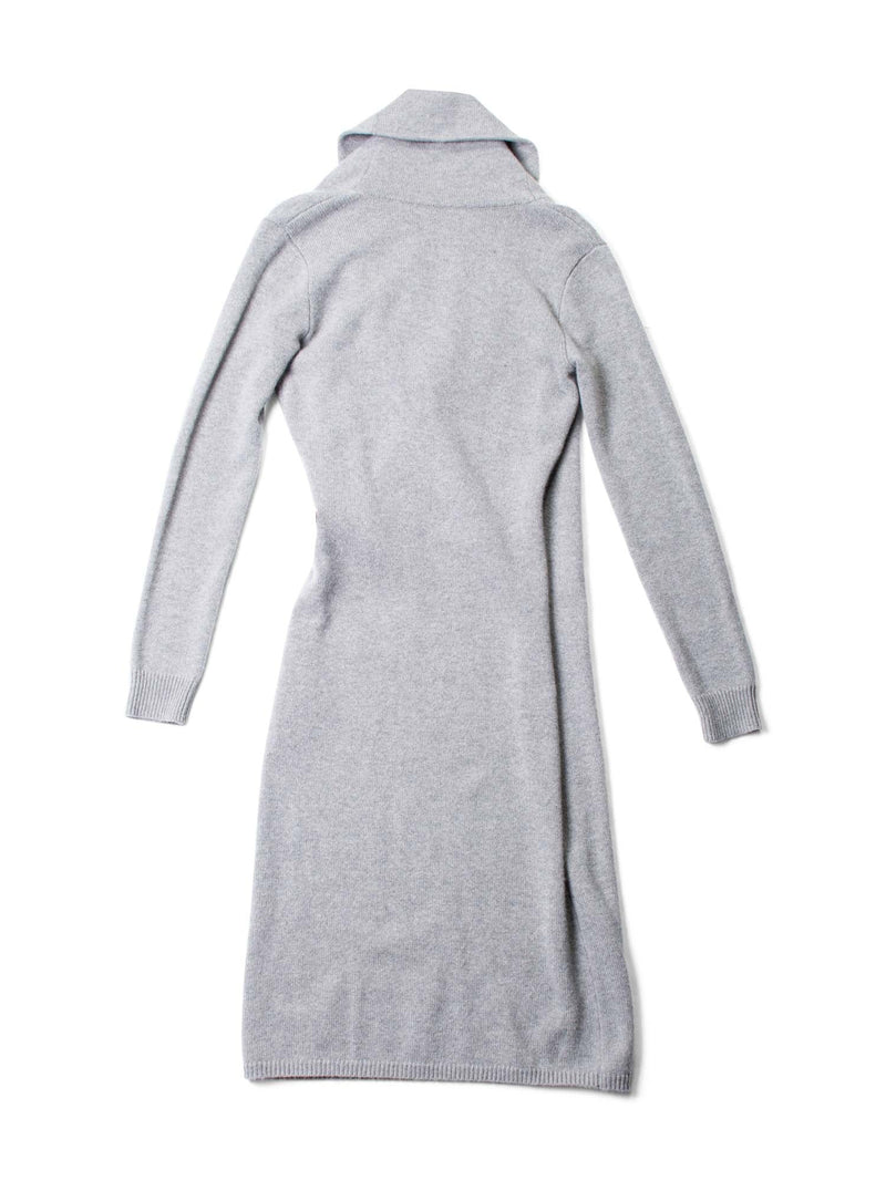 Ralph Lauren Cashmere Leather Buckle Dress Heather Grey-designer resale
