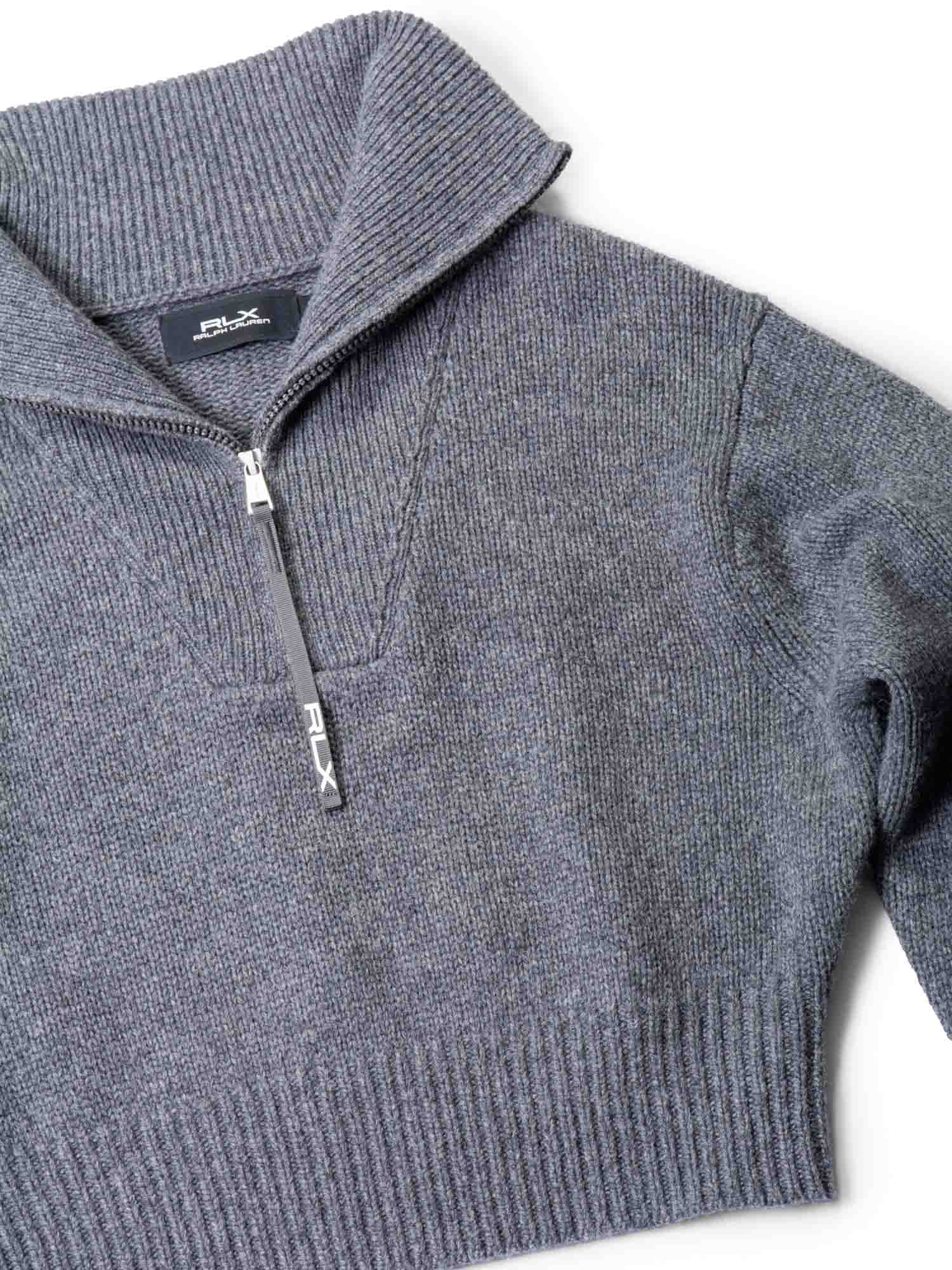 Ralph Lauren Chunky Wool Knit Oversized Cropped Turtle Neck Sweater Grey