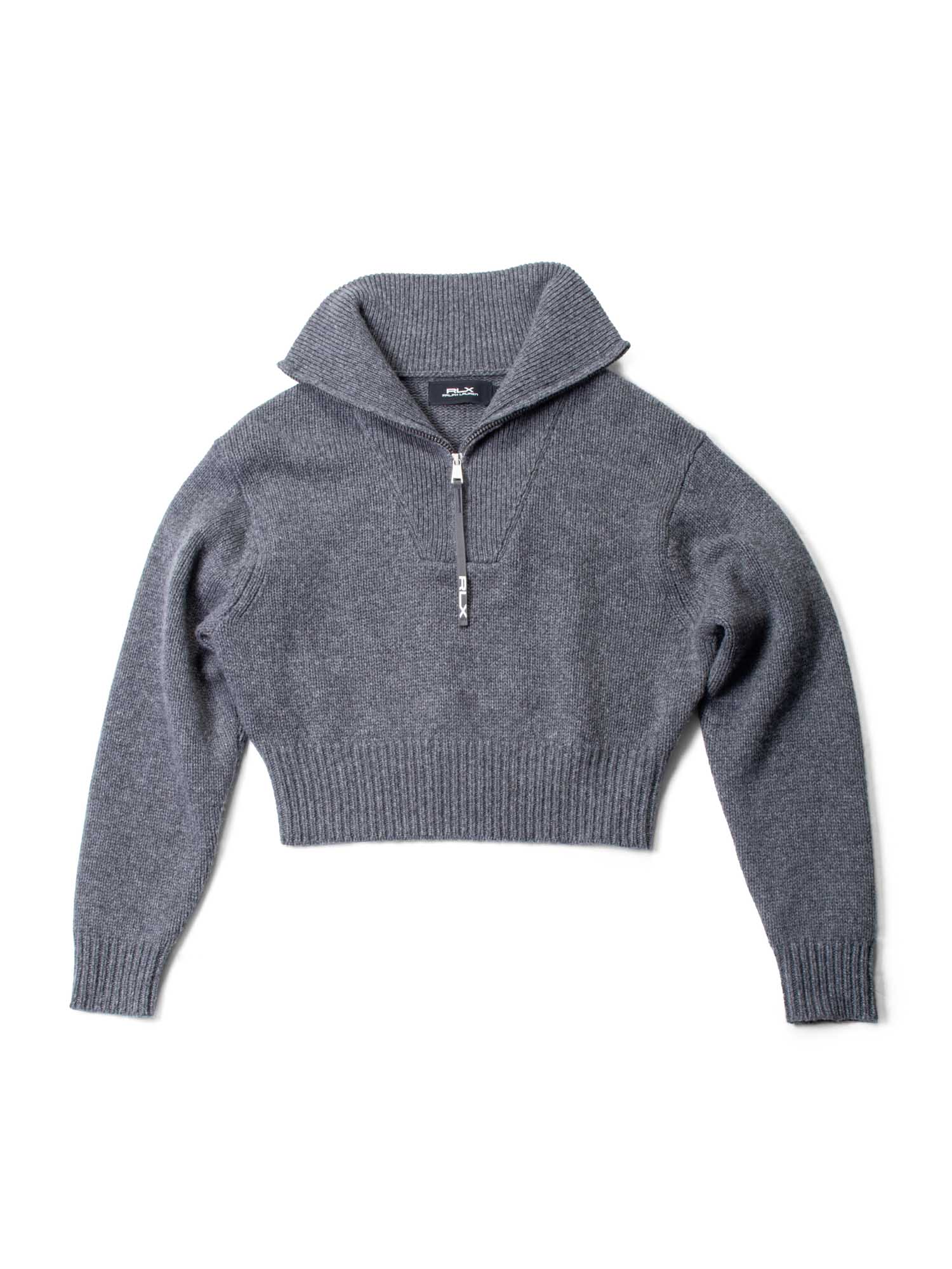 Chunky Ralph Ralph Lauren Chunky Wool Knit Oversized Cropped Turtle Neck Sweater Grey