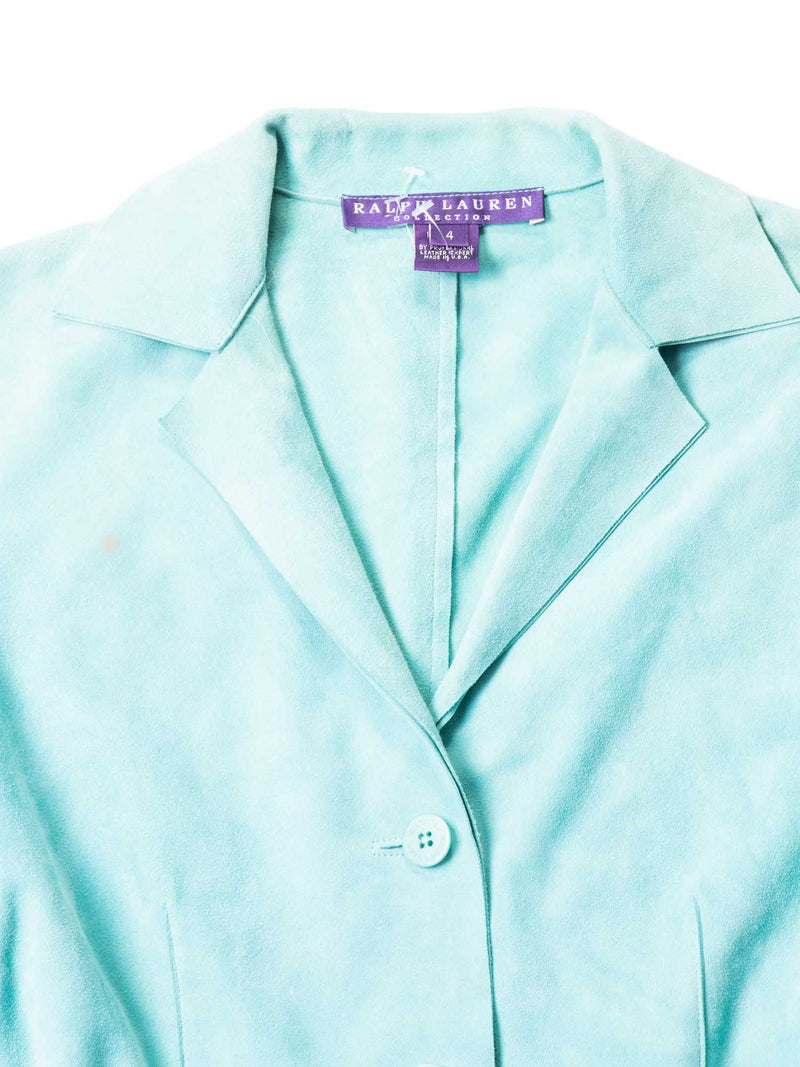 Ralph Lauren Collection Suede Leather Jacket Aqua-designer resale