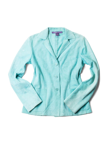Ralph Lauren Collection Suede Leather Jacket Aqua-designer resale