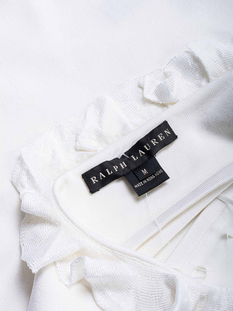 Ralph Lauren Knit Ruffled Halter Top White-designer resale