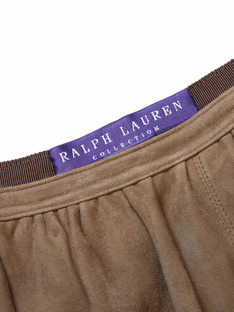 Ralph Lauren Purple Label Lamb Suede Skirt Brown-designer resale