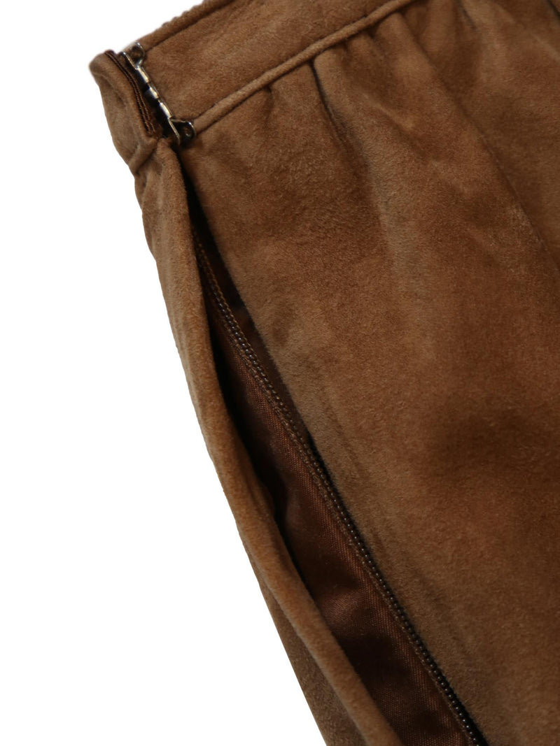 Ralph Lauren Purple Label Lamb Suede Skirt Brown-designer resale