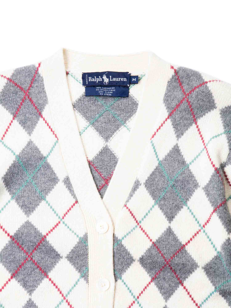 Ralph Lauren Vintage Cashmere Oversized Tartan Cardigan Multicolor-designer resale