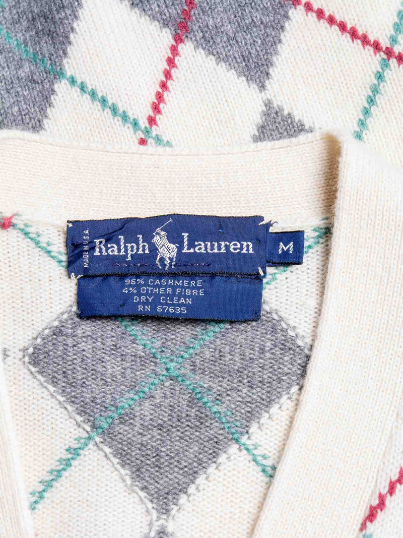 Ralph Lauren Vintage Cashmere Oversized Tartan Cardigan Multicolor-designer resale