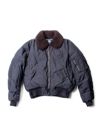 Ralph Lauren Vintage Shearling Down Puffer Jacket Black Brown-designer resale