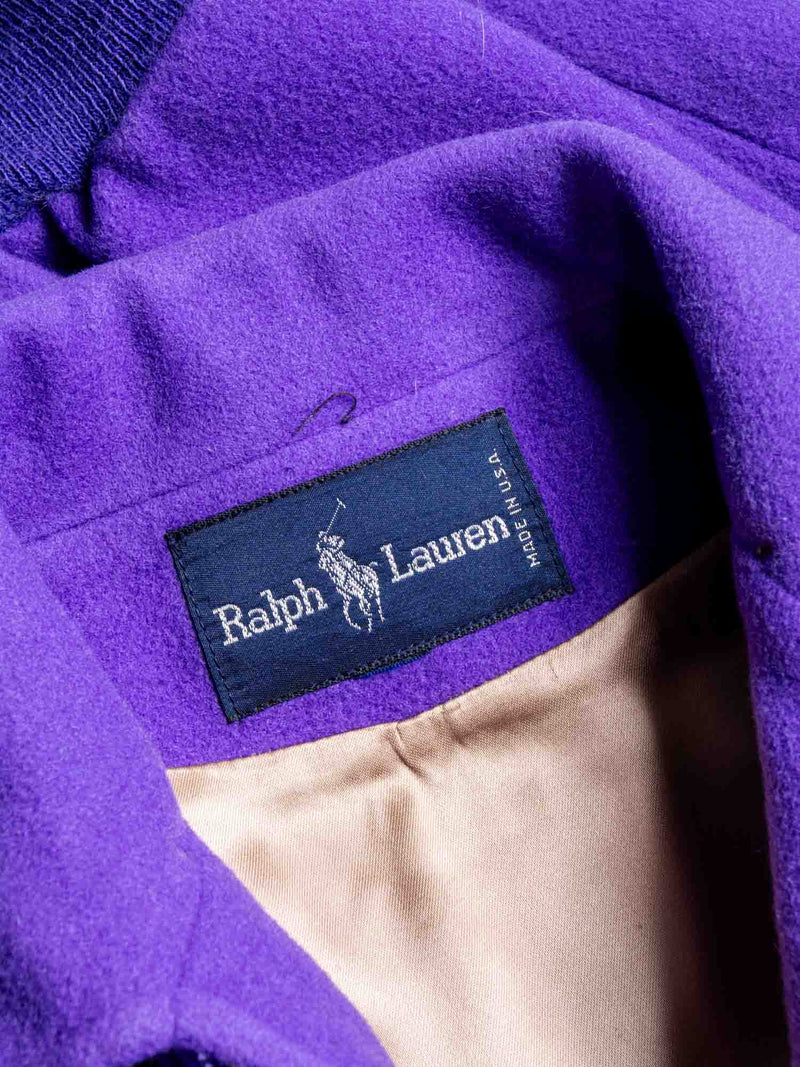 Ralph Lauren Vintage Wool Bomber Jacket Purple-designer resale