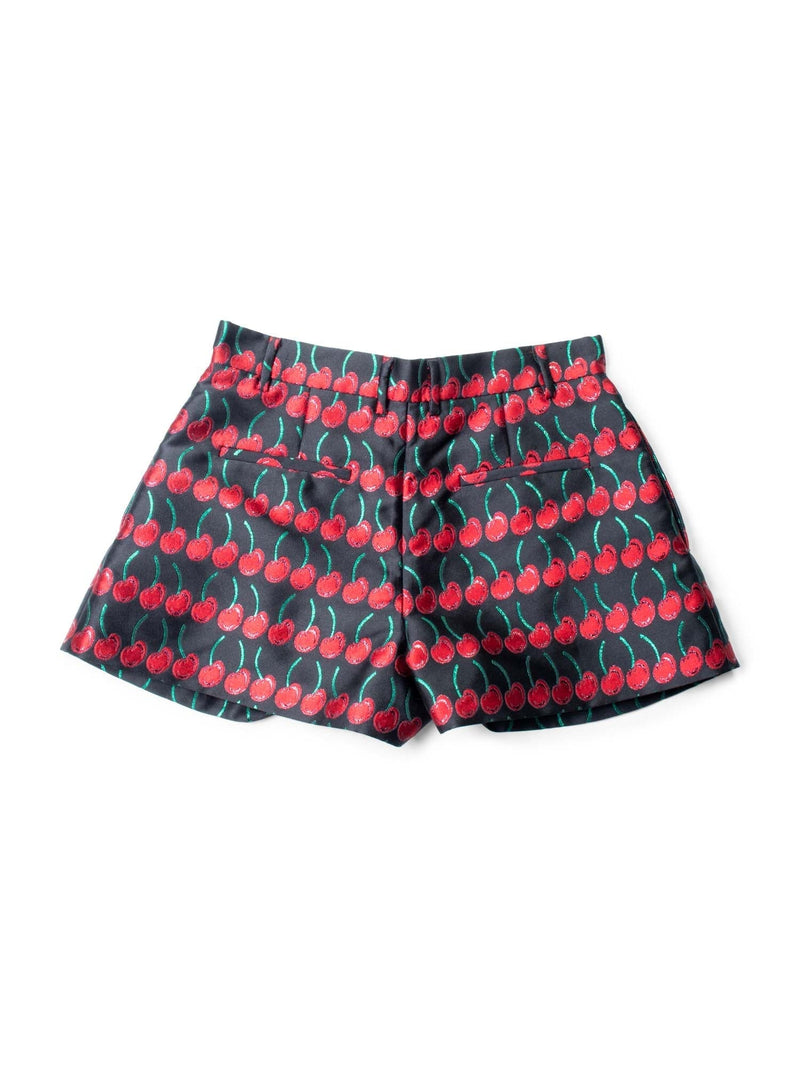 Red Valentino Cherry Lurex Pleated Shorts Black Red-designer resale