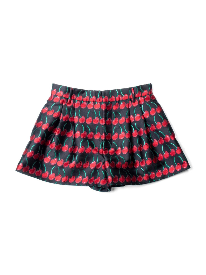 Red Valentino Cherry Lurex Pleated Shorts Black Red-designer resale