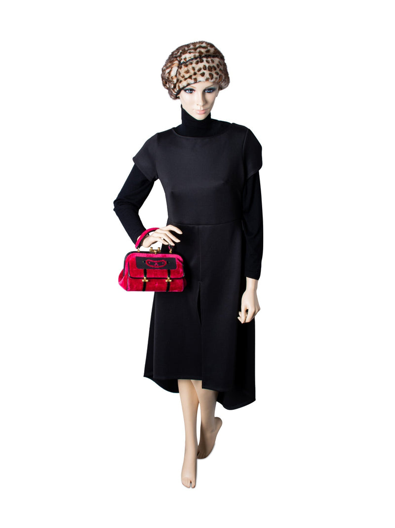 Roberta di Camerino Vintage Velour Web Stripe Top Handle Doctor Satchel Pink-designer resale
