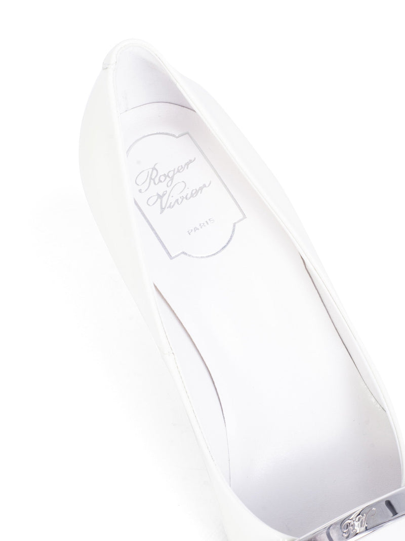 Roger Vivier Patent Leather Buckle Pumps White-designer resale