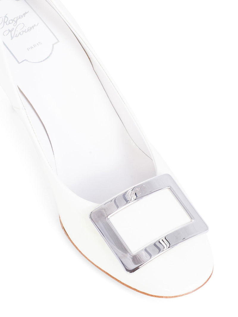 Roger Vivier Patent Leather Buckle Pumps White-designer resale