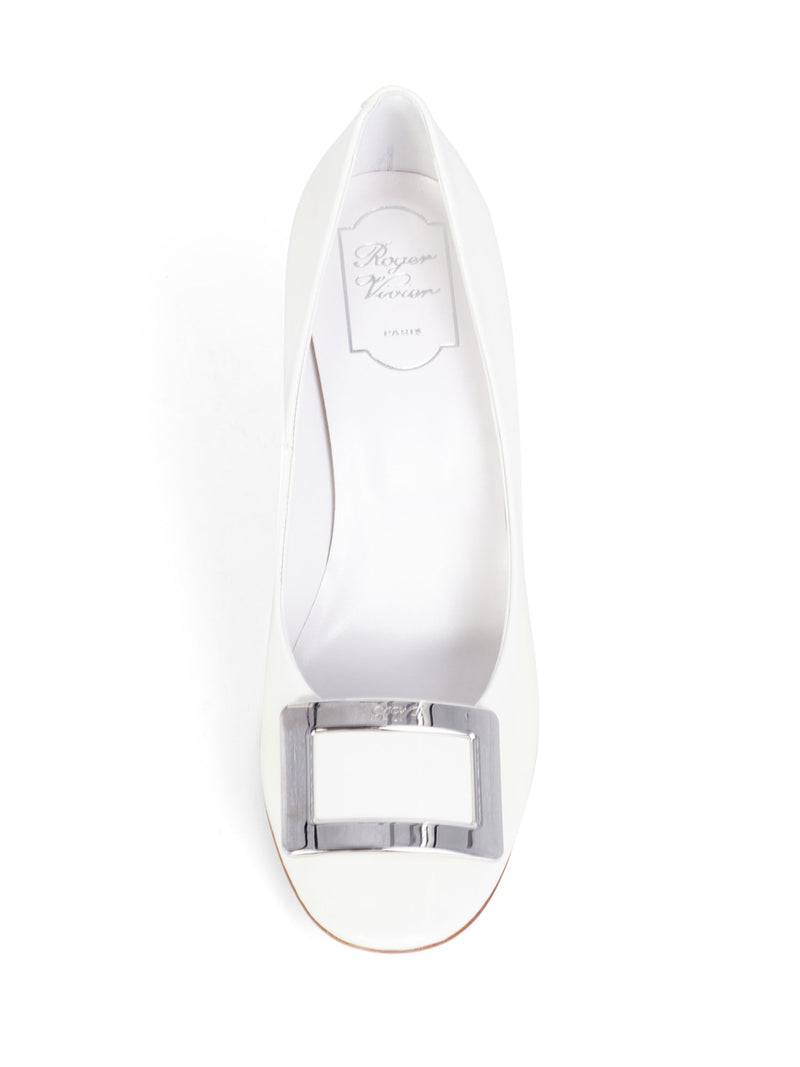 Roger Vivier Patent Leather Buckle Pumps White-designer resale