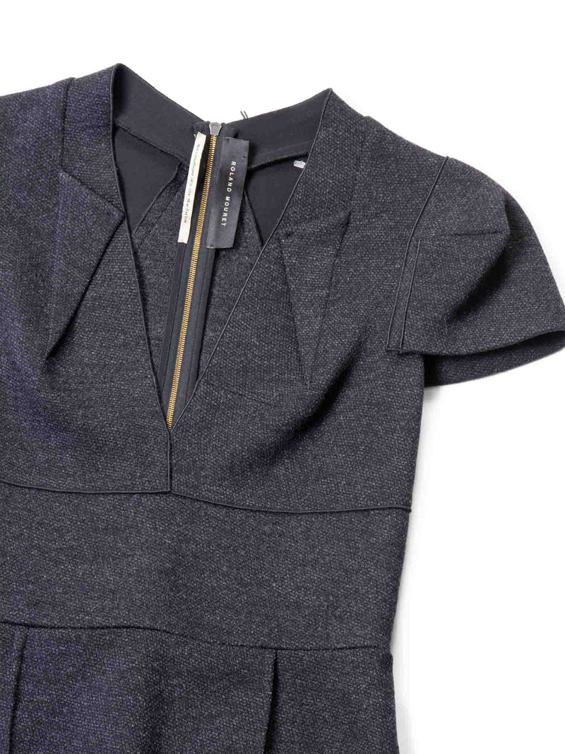 Ronald Mouret Wool Fitted Cap Sleeve Midi Dress Grey Ronald Mouret Wool Fitted Cap Sleeve Midi Dress Grey