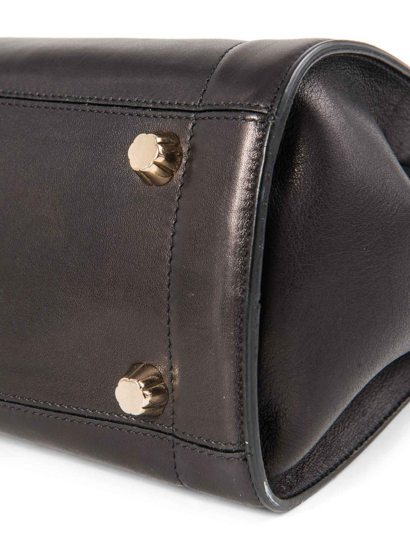 Salvatore Ferragamo Leather Ganchini Buckle Top Handle Flap Bag Black-designer resale