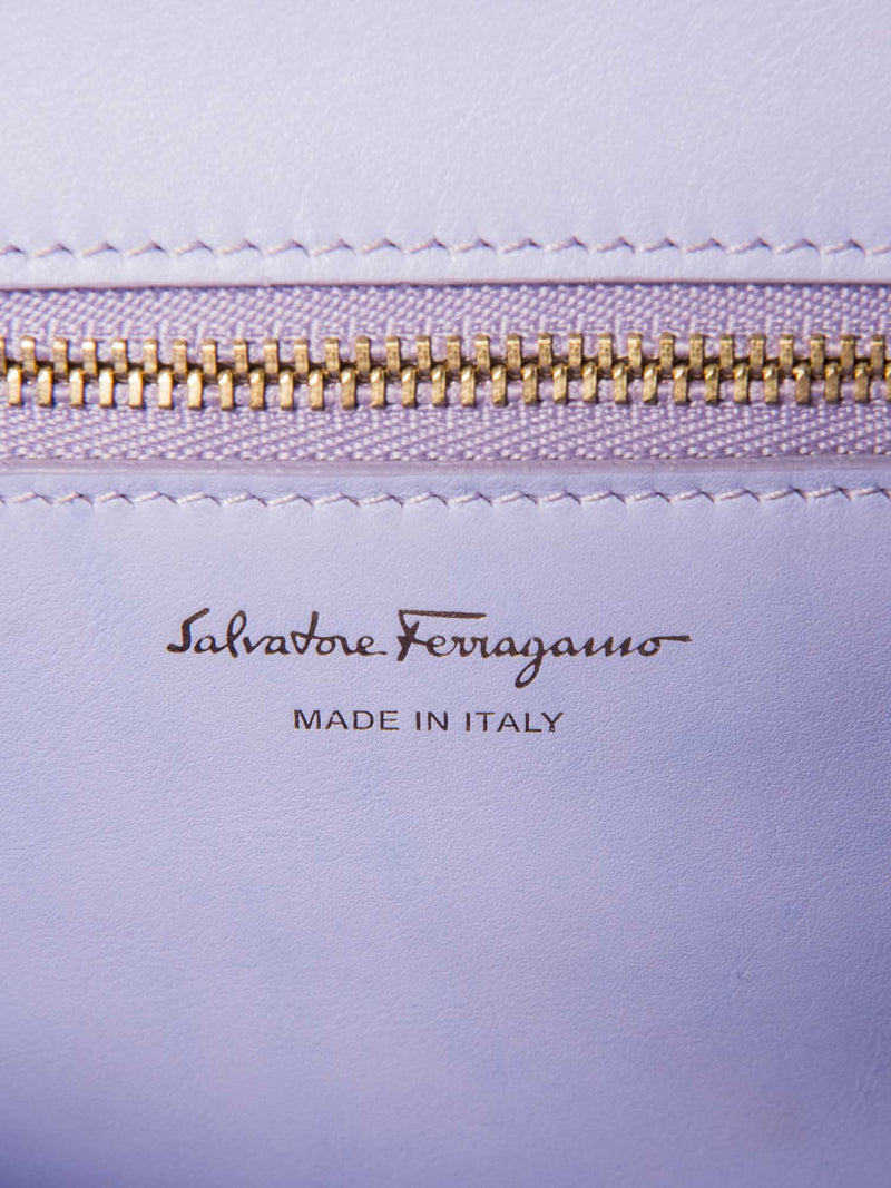 Salvatore Ferragamo Leather Ganchini Buckle Top Handle Flap Bag Black-designer resale