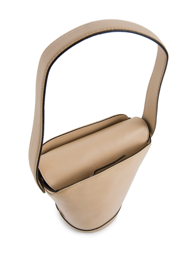Salvatore Ferragamo Logo Patent Leather Bucket Bag Ivory-designer resale