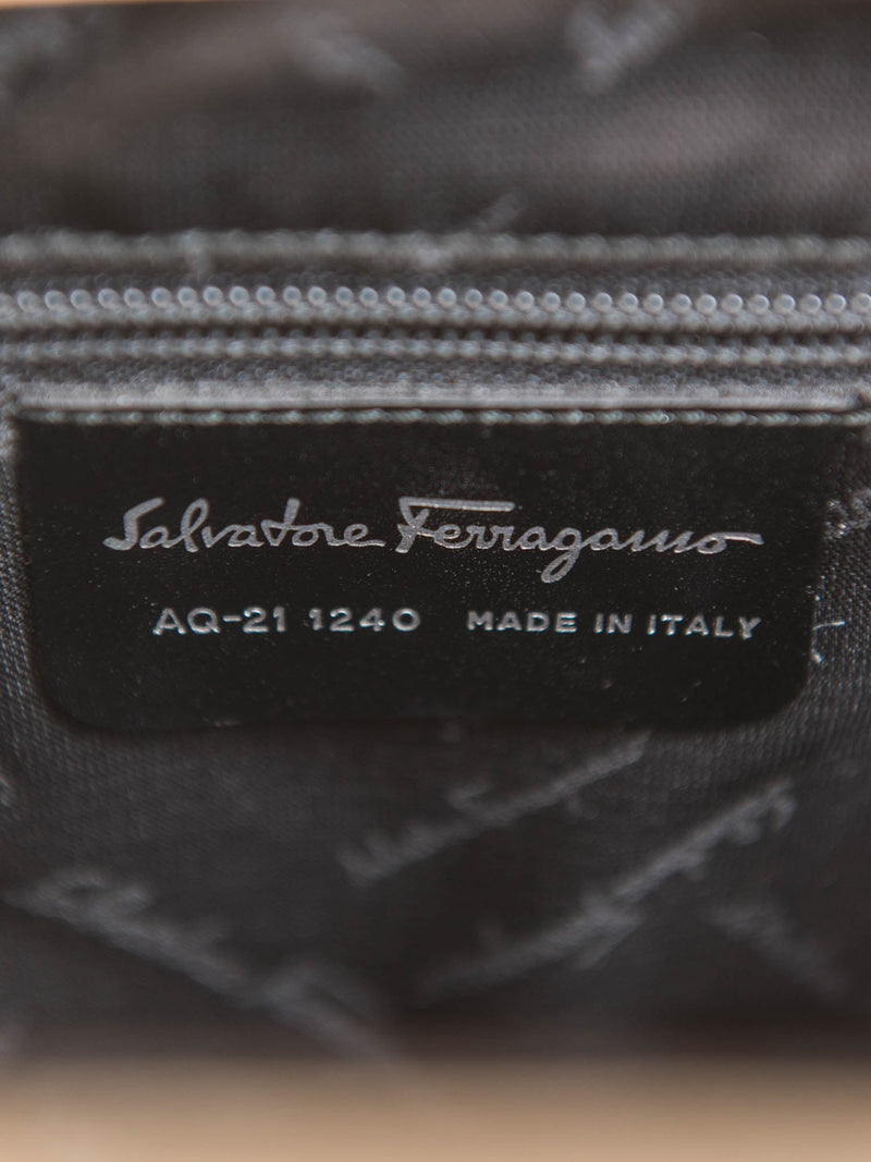 Salvatore Ferragamo Logo Patent Leather Bucket Bag Ivory-designer resale