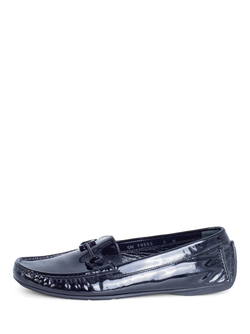 Salvatore Ferragamo Patent Leather Horsebit Loafers Black-designer resale