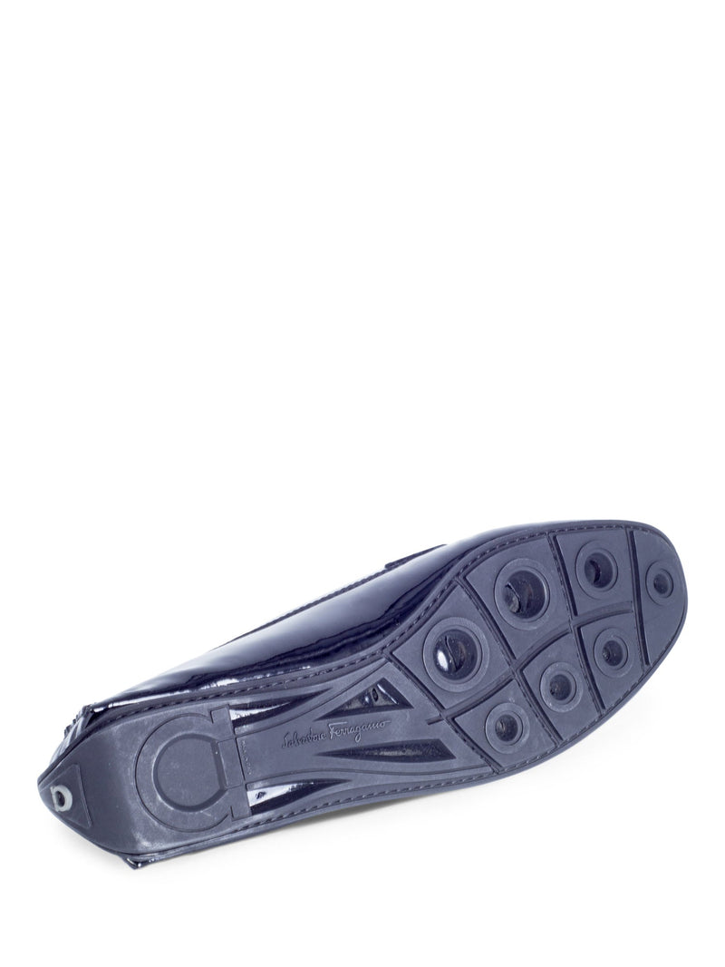 Salvatore Ferragamo Patent Leather Horsebit Loafers Black-designer resale