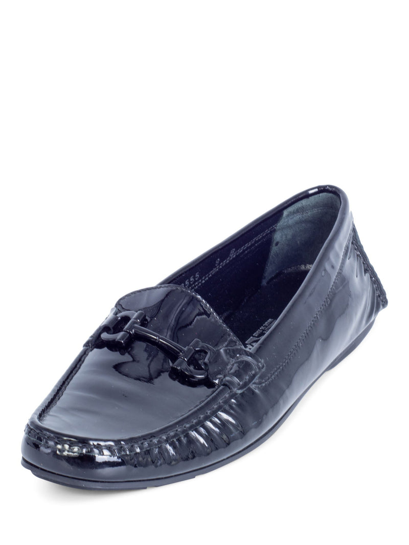 Salvatore Ferragamo Patent Leather Horsebit Loafers Black-designer resale