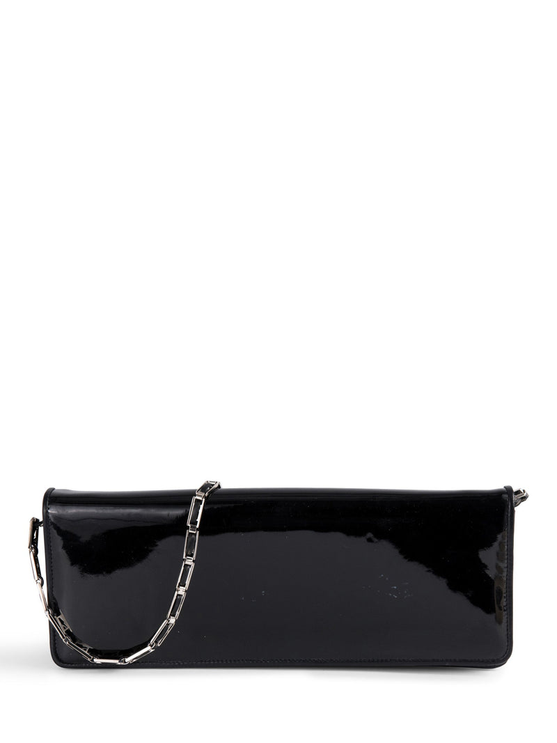 Salvatore Ferragamo Patent Leather Shoulder Bag Black-designer resale