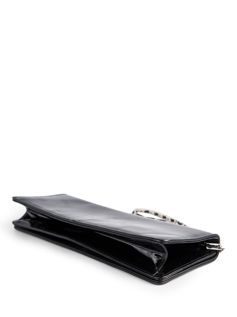 Salvatore Ferragamo Patent Leather Shoulder Bag Black-designer resale