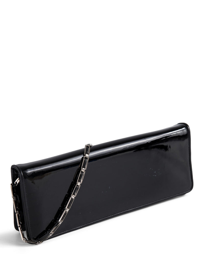 Salvatore Ferragamo Patent Leather Shoulder Bag Black-designer resale