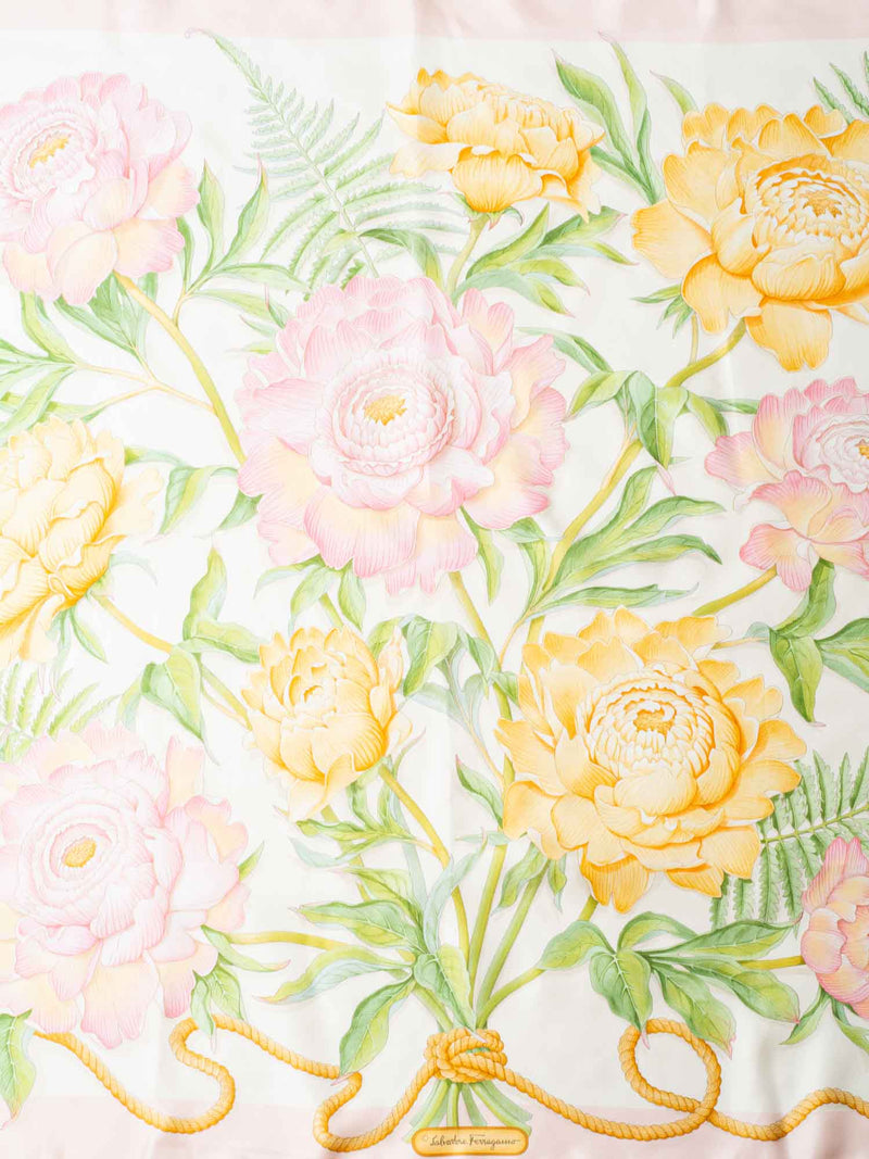 Salvatore Ferragamo Silk Floral Scarf Blush Pink-designer resale