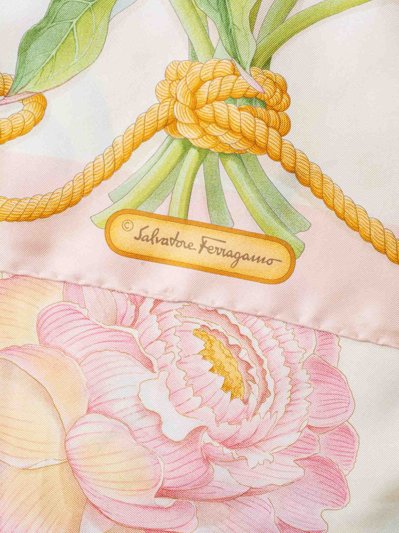 Salvatore Ferragamo Silk Floral Scarf Blush Pink-designer resale