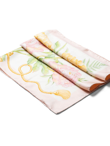 Salvatore Ferragamo Silk Floral Scarf Blush Pink-designer resale