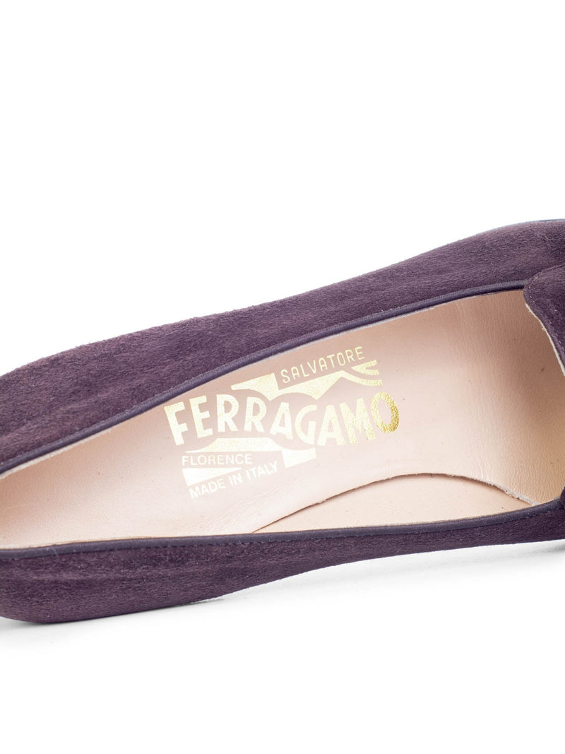 Salvatore Ferragamo Suede Alberta Square Cap Toe Tassel Loafers Brown-designer resale