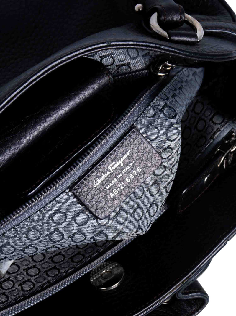 Salvatore Ferragamo Vintage Leather Top Handle Shopper Bag Black-designer resale