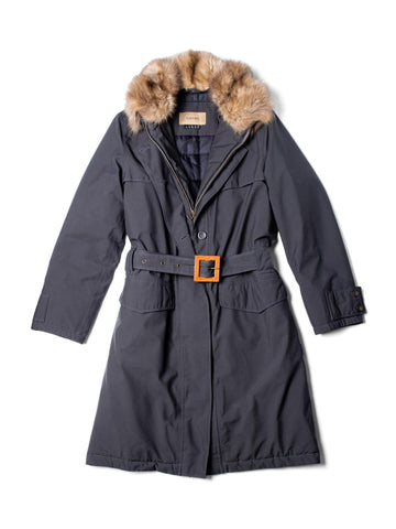 Samas Gore-Tex Sable Parka Belted Coat Grey-designer resale