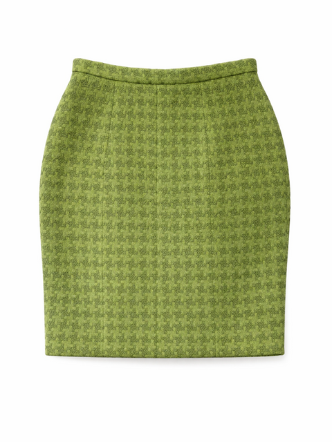 CHANEL CC Logo Fantasy Tweed Pencil Skirt Green