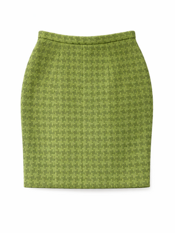 CHANEL CC Logo Fantasy Tweed Pencil Skirt Green