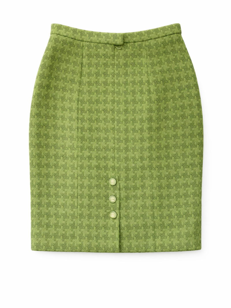 CHANEL CC Logo Fantasy Tweed Pencil Skirt Green