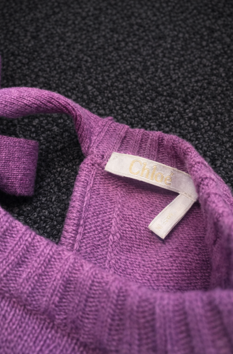 Chloe Knit Wool Horse Embroidered Cropped Sweater Lavender
